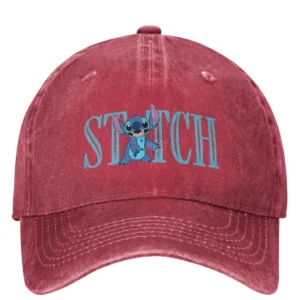 Casquette Stitch en Jean Rouge