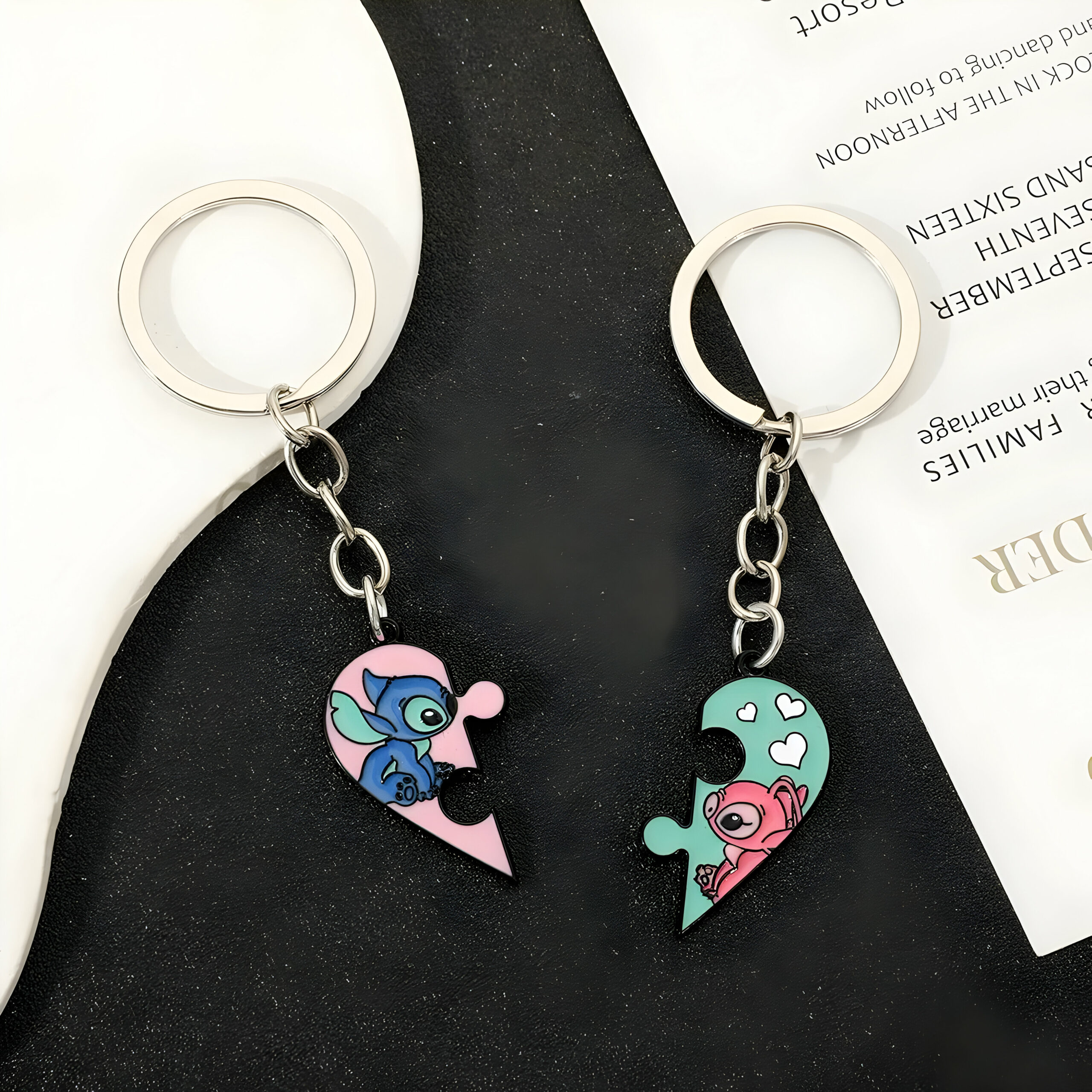 Porte-clé puzzle Stitch en métal pour couple - Lilo et Stitch – Image 2