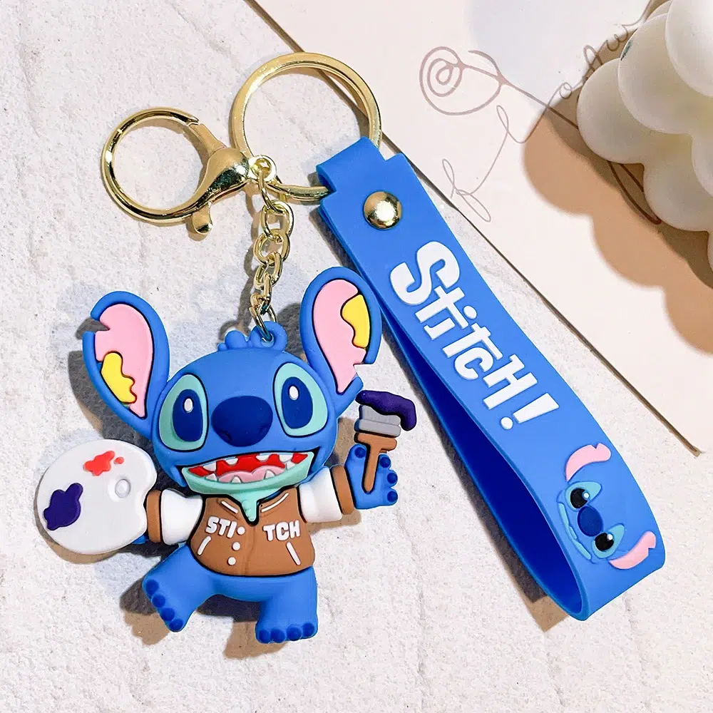 Porte Clé Stitch en Silicone peintre palette