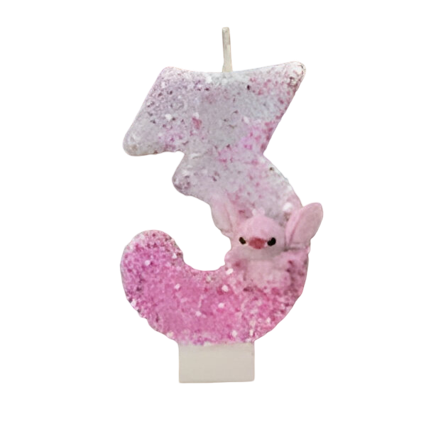 Bougie d’anniversaire Stitch Angel chiffre 3 en cire