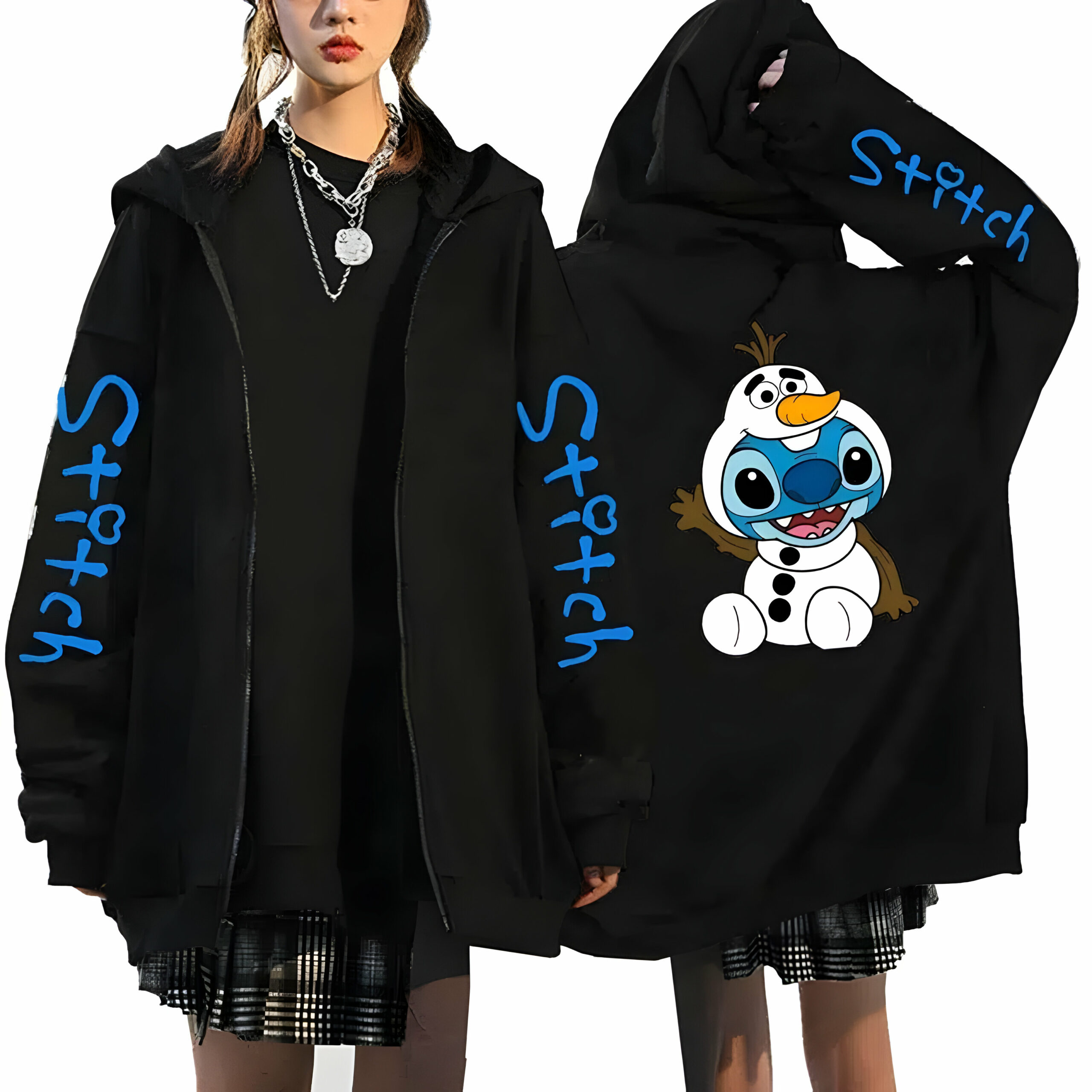 Veste Stitch noire à motifs, modèles A à D – Image 3