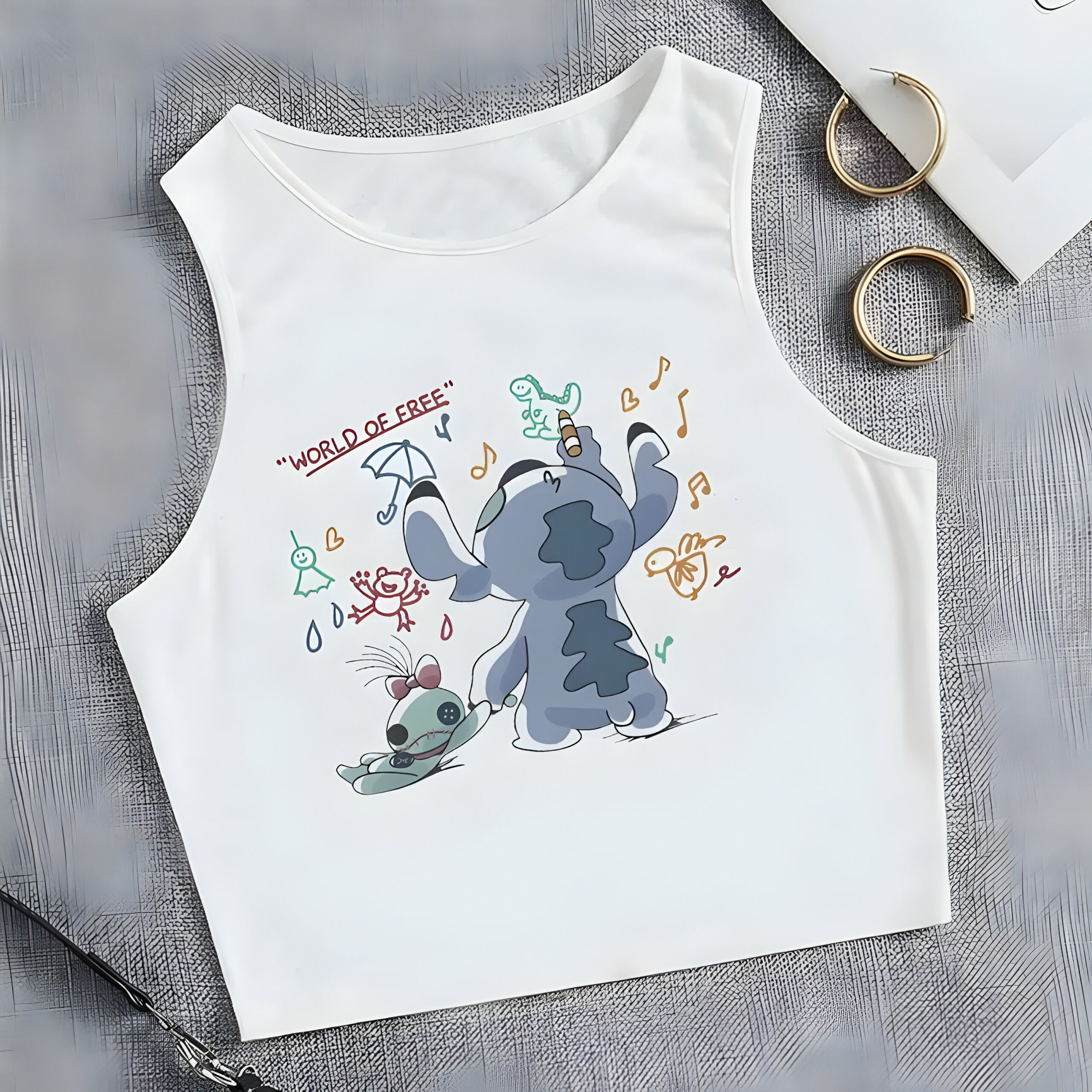 Débardeur femme Stitch en polyester, modèles A à D – Image 4