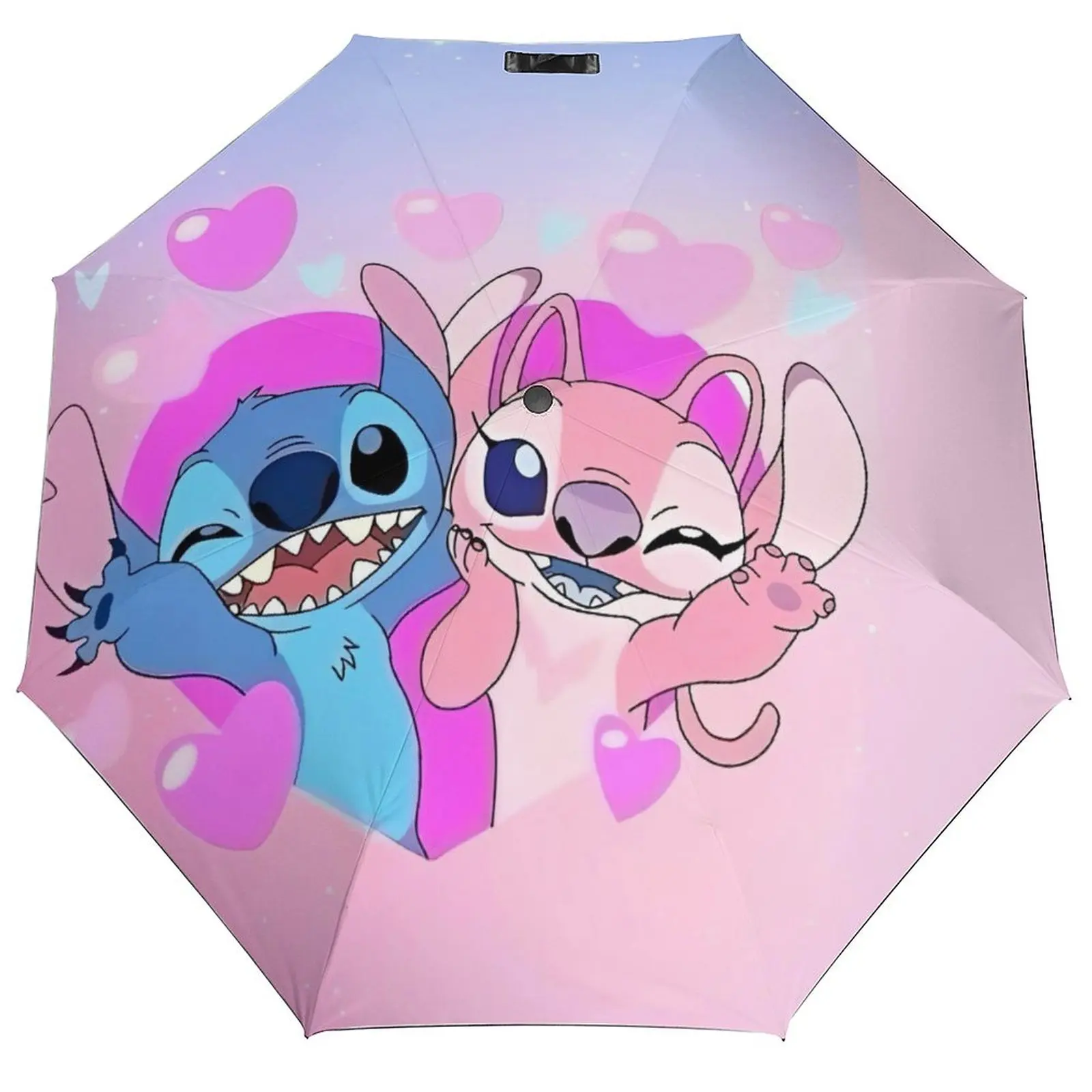 Parapluie rose Stitch et Angel en polyester 108x56cm – Image 2