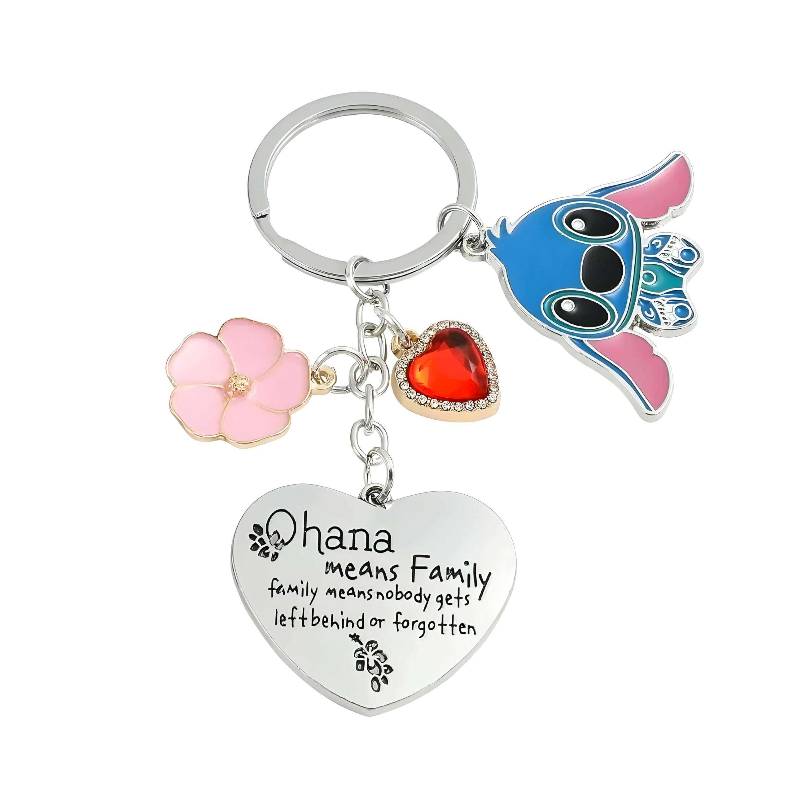 Porte-clé en métal Disney Stitch, citation Ohana – Image 6