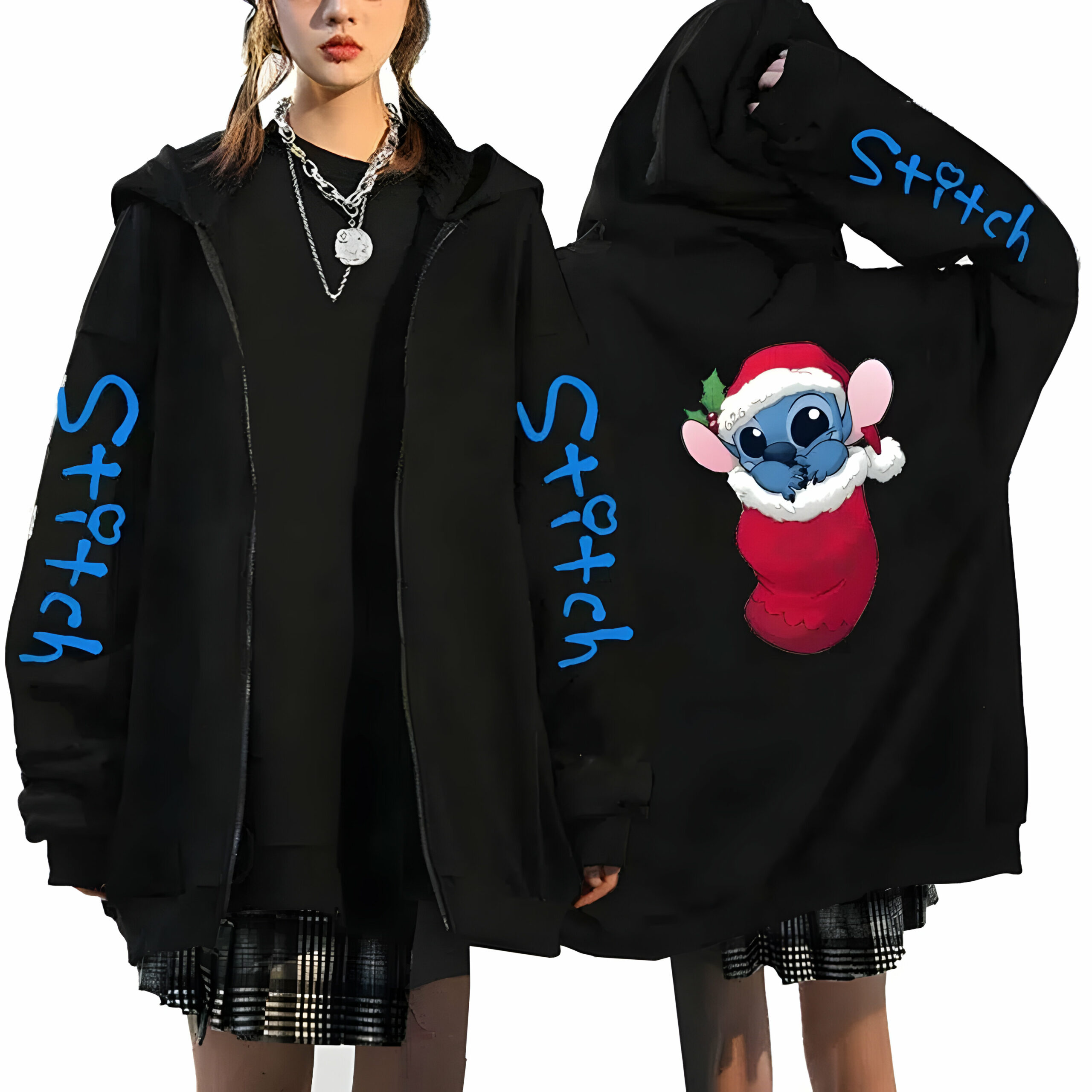 Veste Stitch noire à motifs, modèles A à D – Image 4