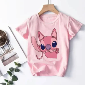 T shirt Stitch Rose rose avec peluche pour Fille
