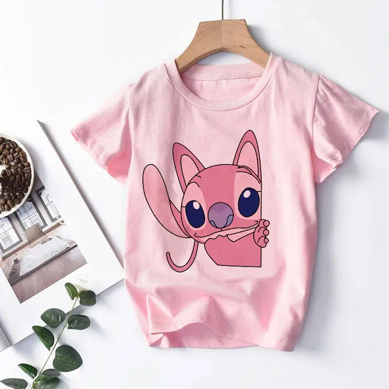 T shirt Stitch Rose rose avec peluche pour Fille