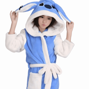 Peignoir Stitch en velours à capuche
