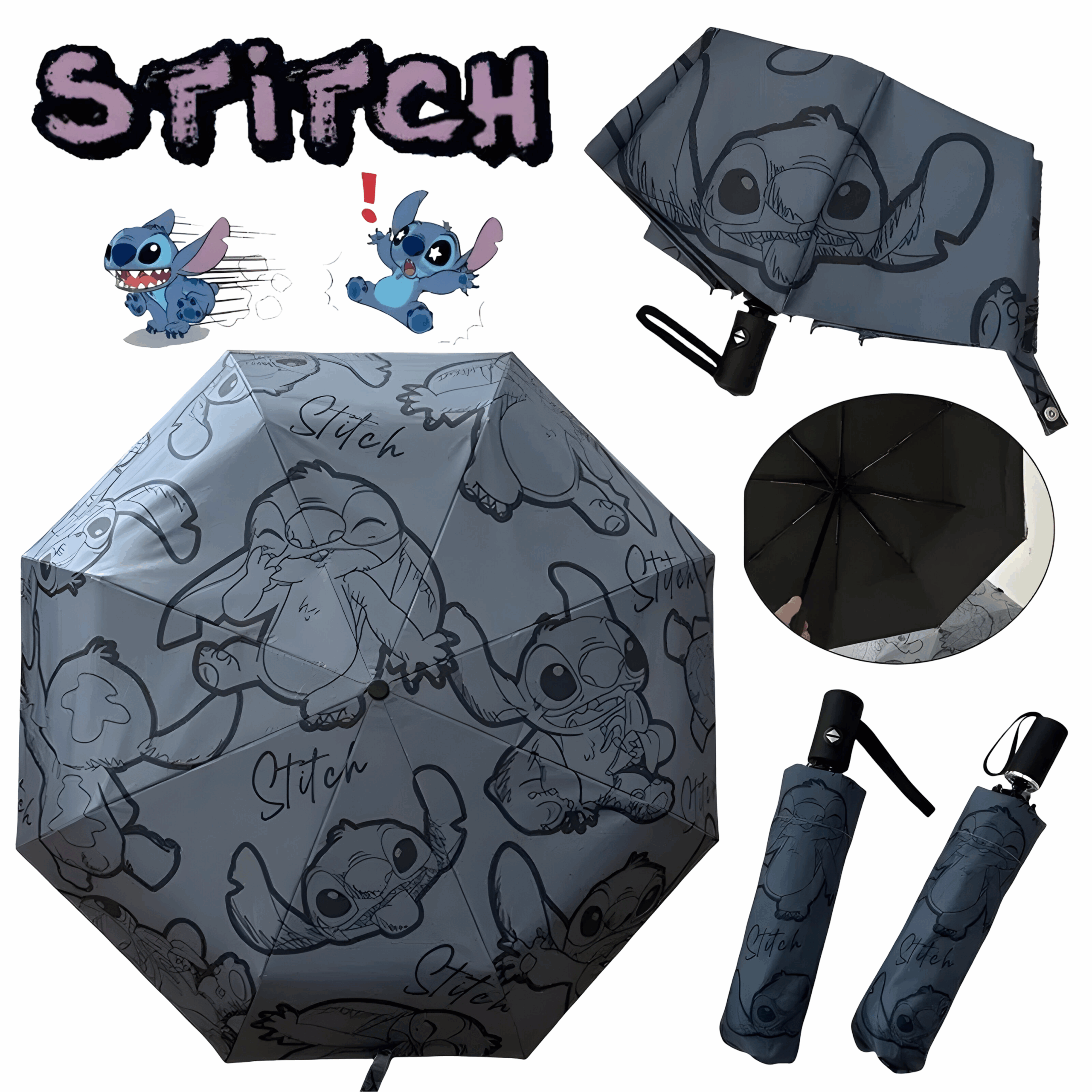 Parapluie Stitch gris