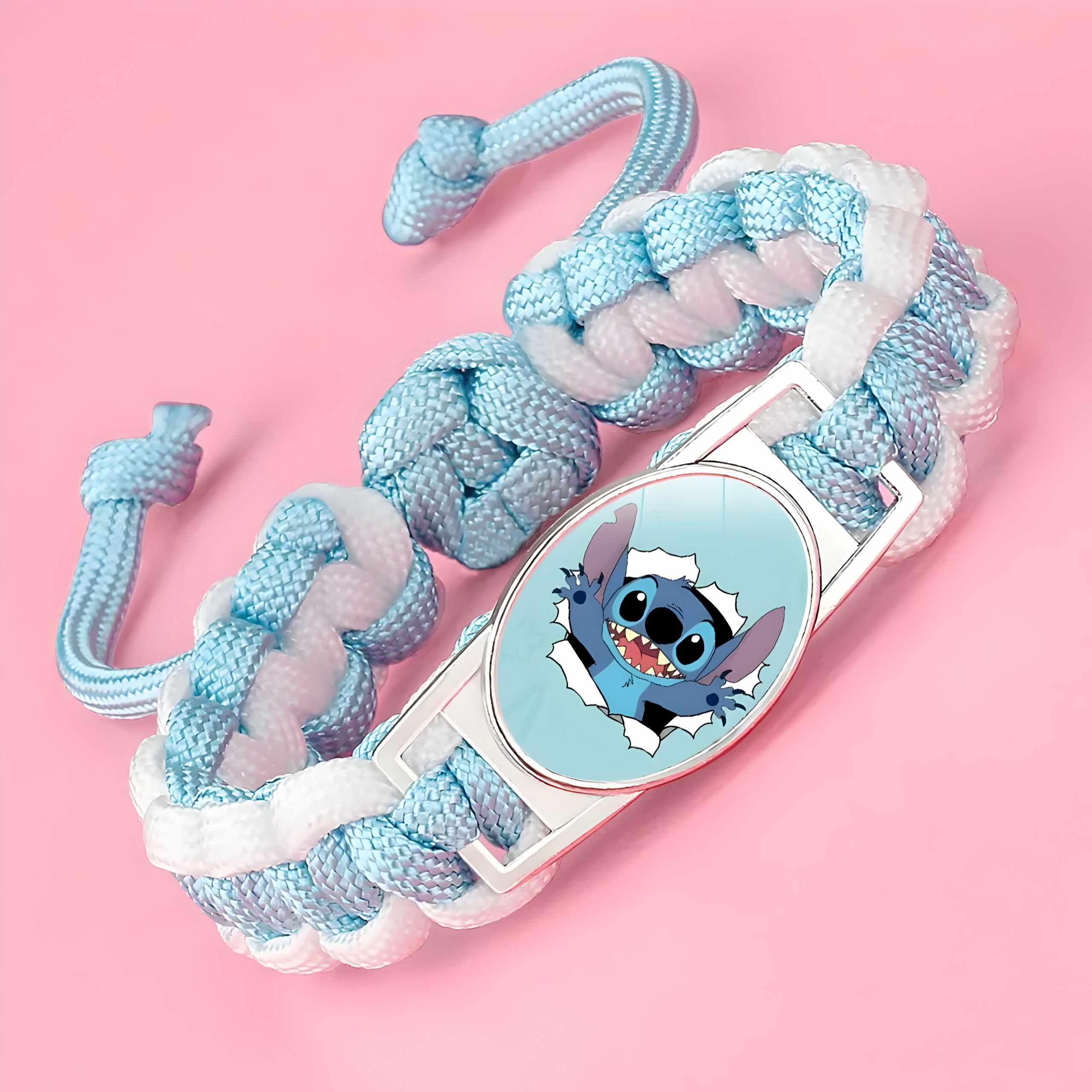 Bracelet tressé Stitch enfant réglable en nylon – Image 2