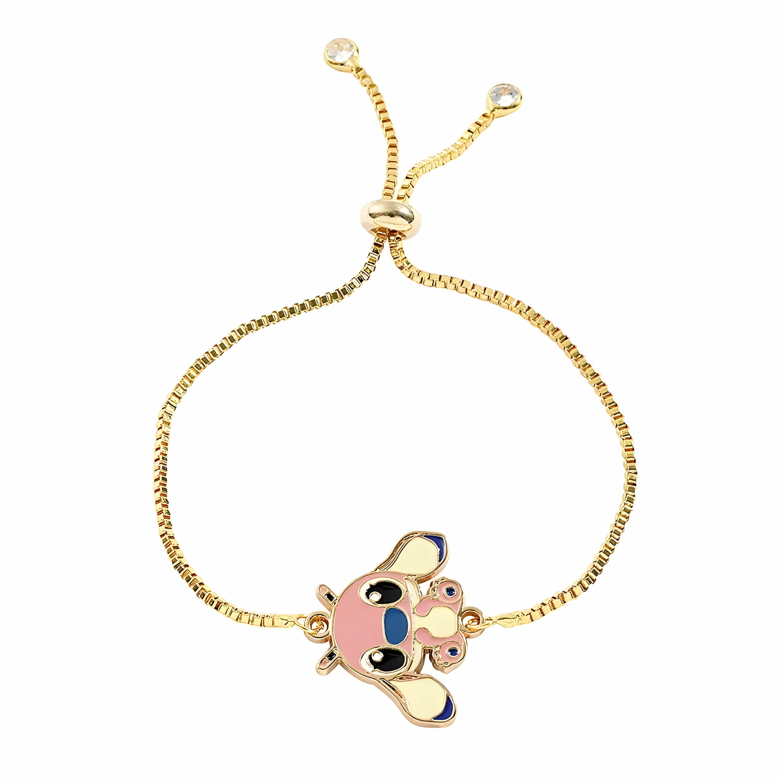 Bracelet ajustable en métal Stitch ou Angel, chaîne dorée – Image 7