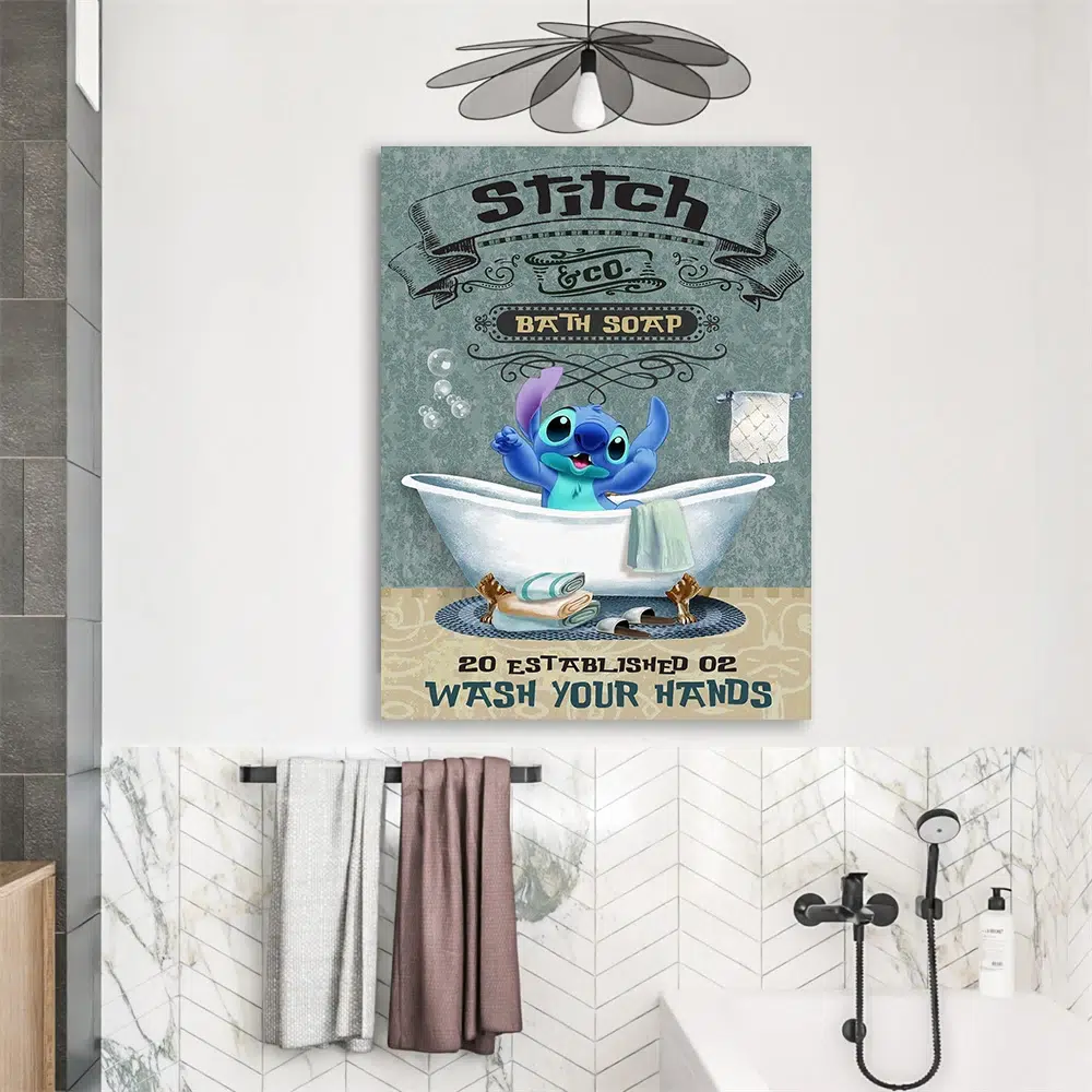Tableau Stitch pour toilettes – Image 3