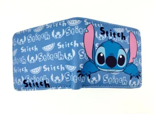 Porte Monnaie en Cuir à Motif Stitch fond bleu ciel