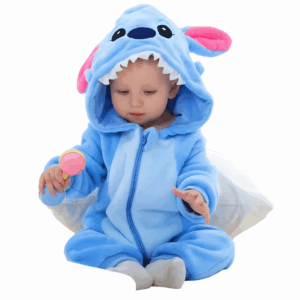 Combinaison bébé Stitch en flanelle bleue