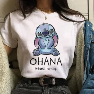 T shirt Blanche Stitch assis Ohana pour Femme