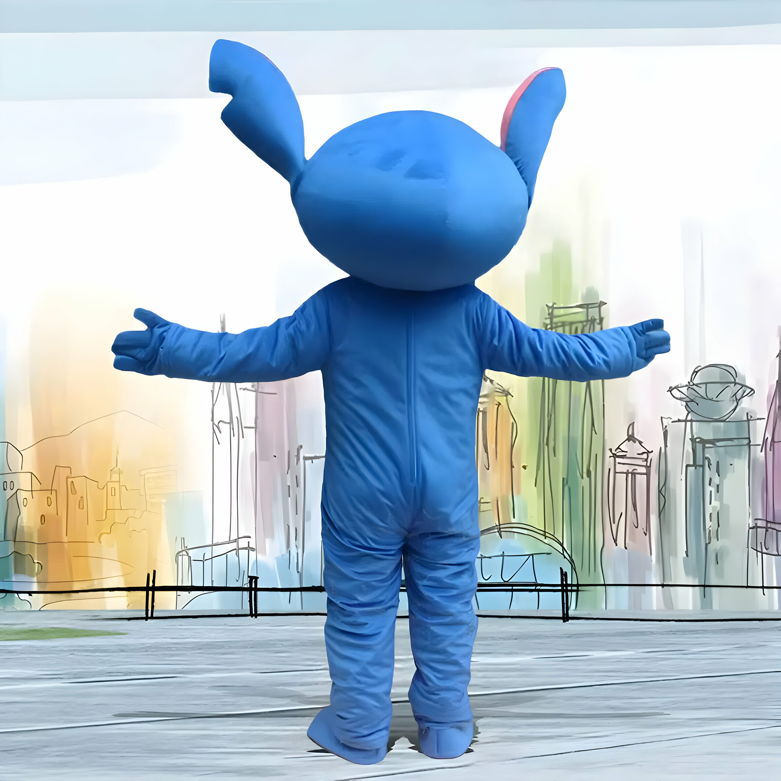 Costume adulte Stitch bleu en polyester – Image 3