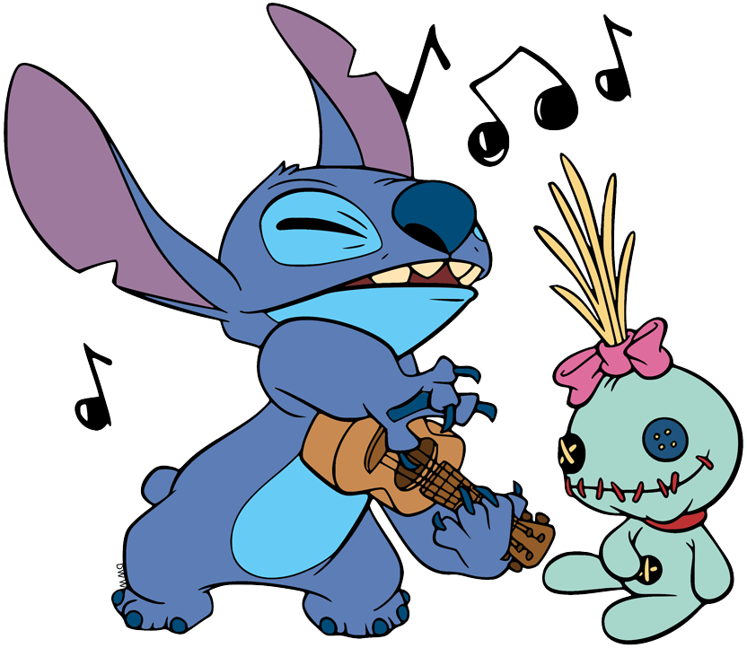 Stitch joueur avec un ukulélé