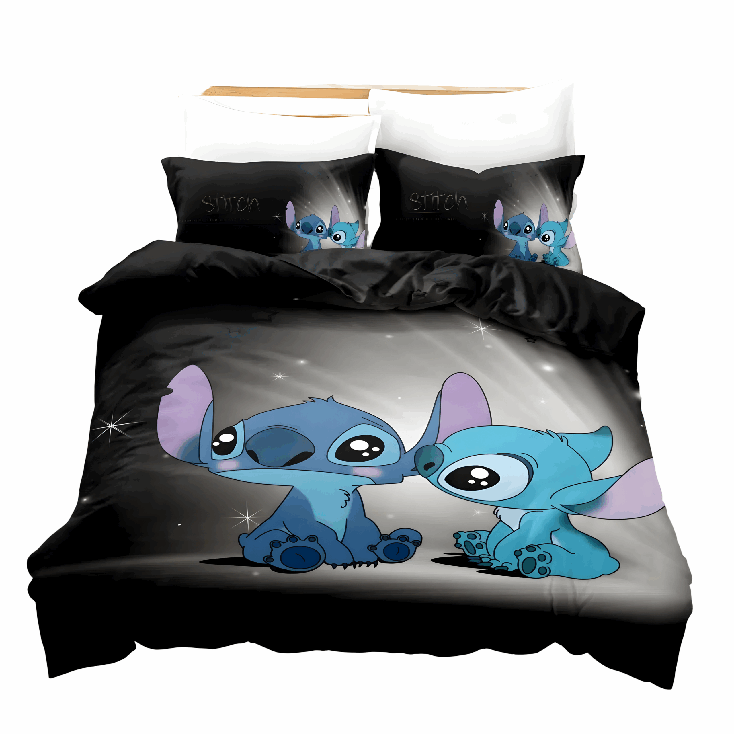 Parure de lit Stitch noire en polyester