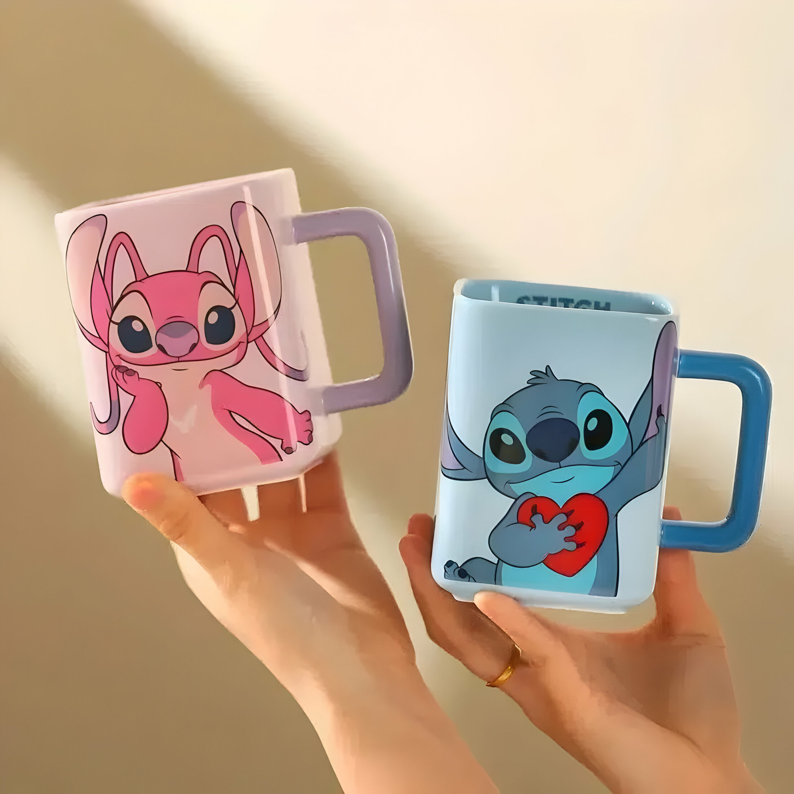 Mug carré Disney Stitch et Angel en céramique – Image 2