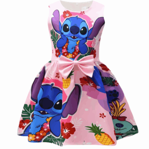 Robe Stitch avec Noeud Papillon hawaïen rose
