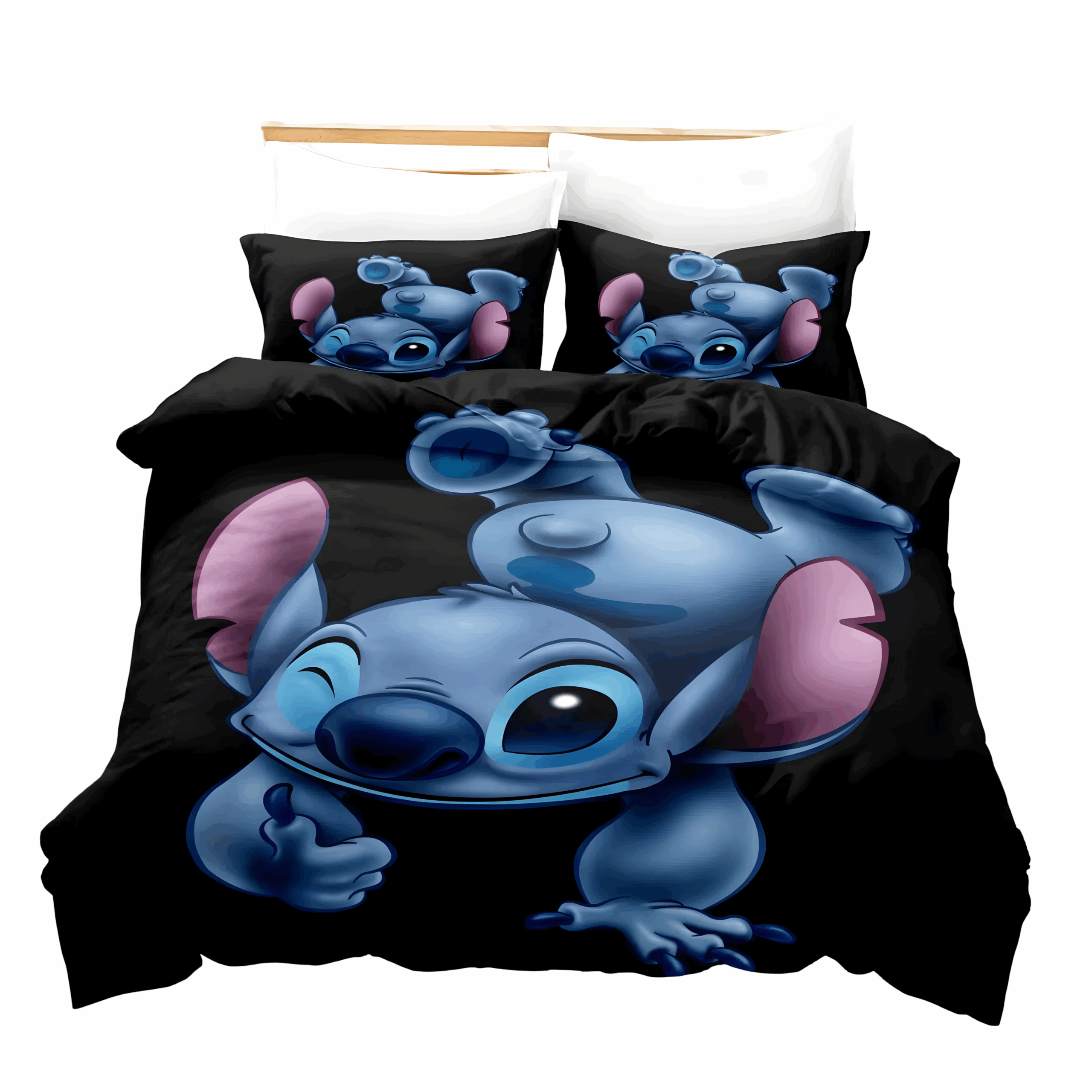 Parure de lit enfant Stitch noire en polyester