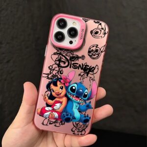 Coque de Téléphone Stitch Couple coeur bleu