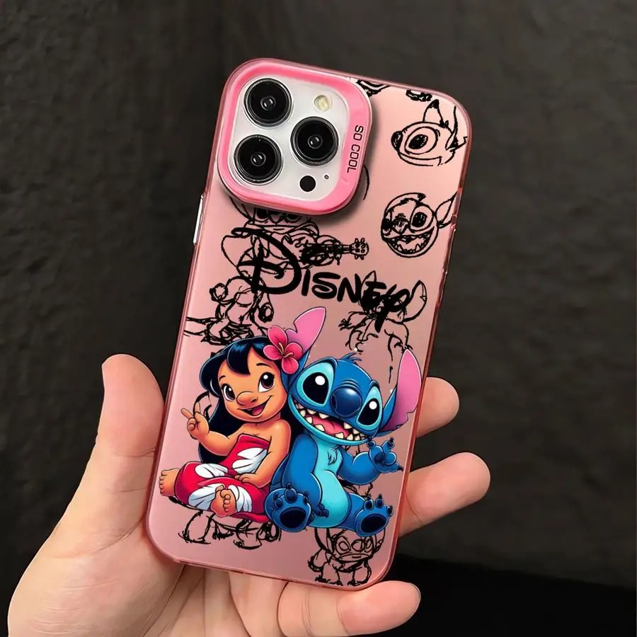 Coque de Téléphone Stitch Couple coeur bleu