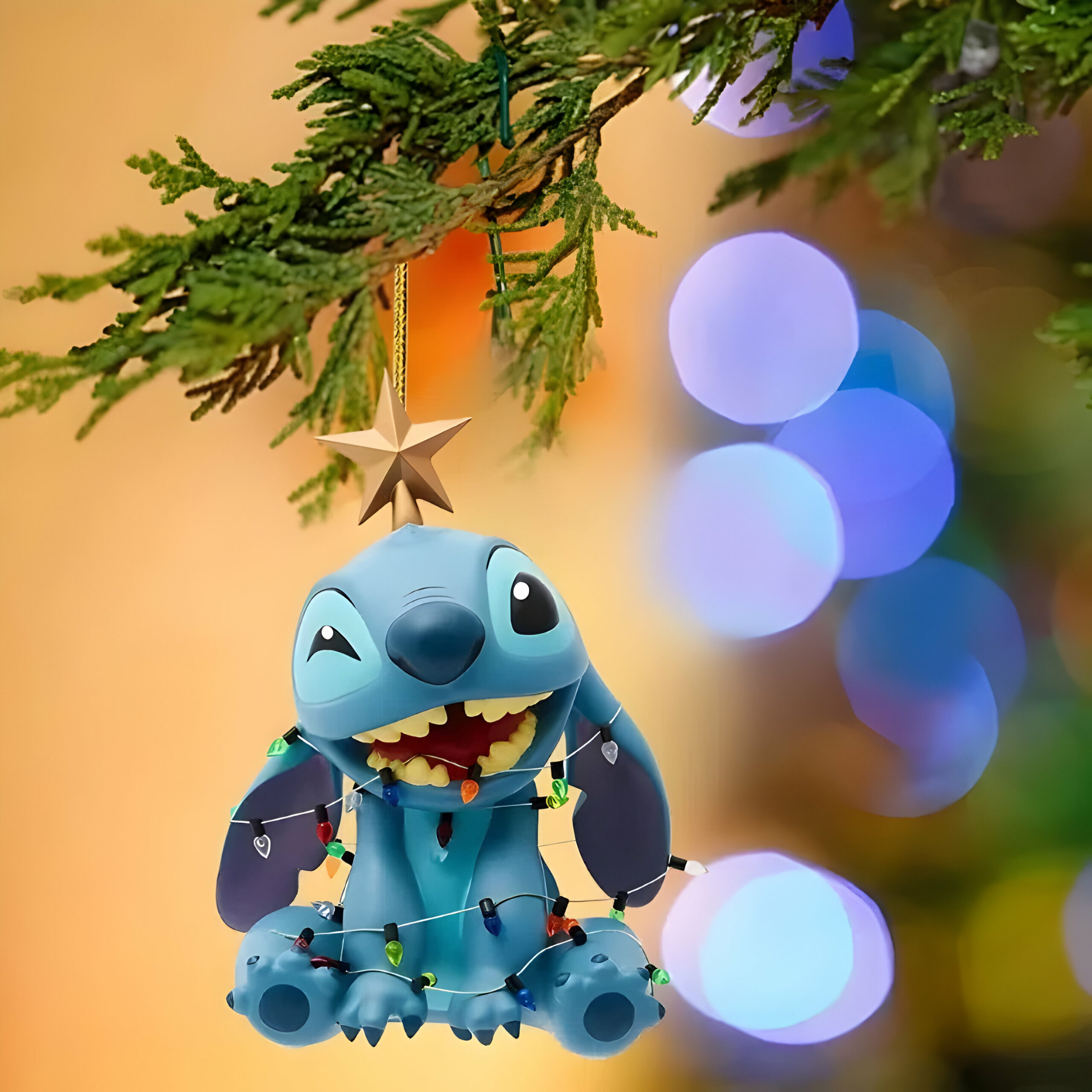 Boule de Noël Stitch 2D en Plastique 10cm – Image 2