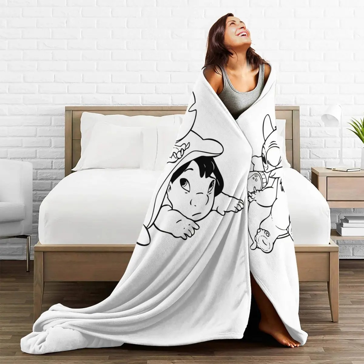 Plaid blanc Stitch Lilo et Stitch en polyester – Image 3