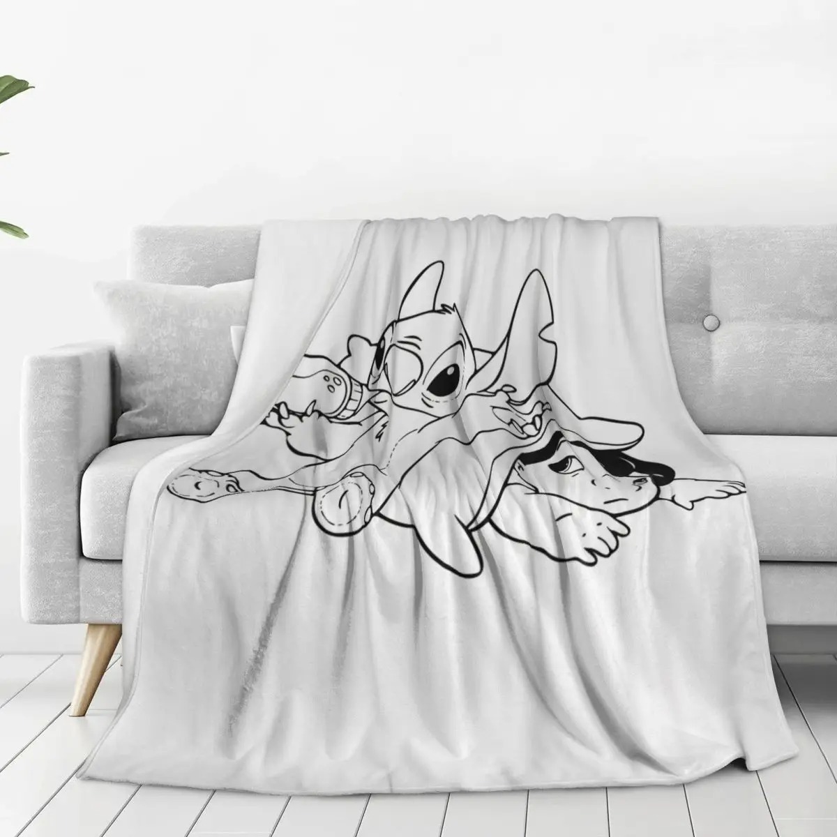 Plaid blanc Stitch Lilo et Stitch en polyester – Image 2