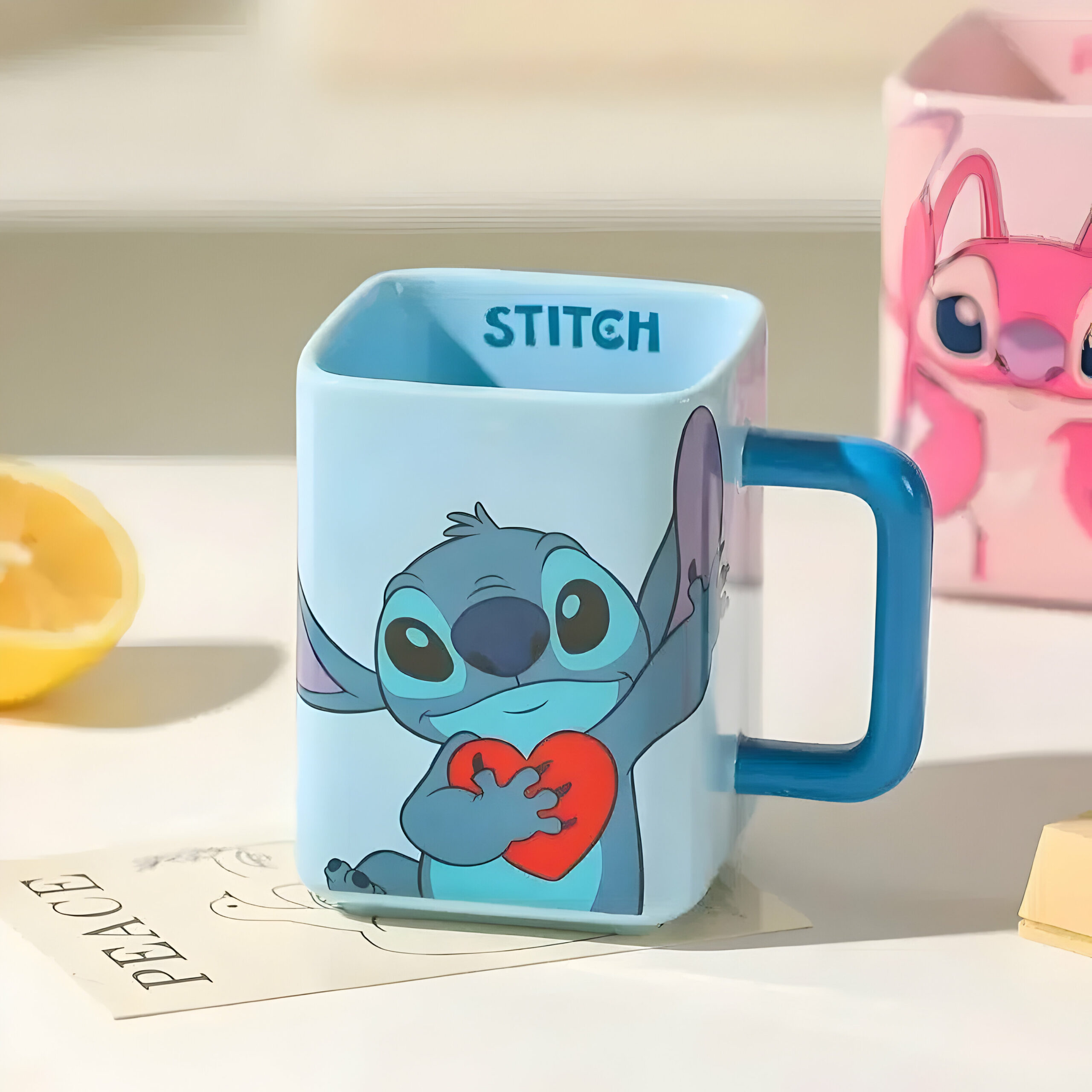 Mug carré Disney Stitch et Angel en céramique – Image 4