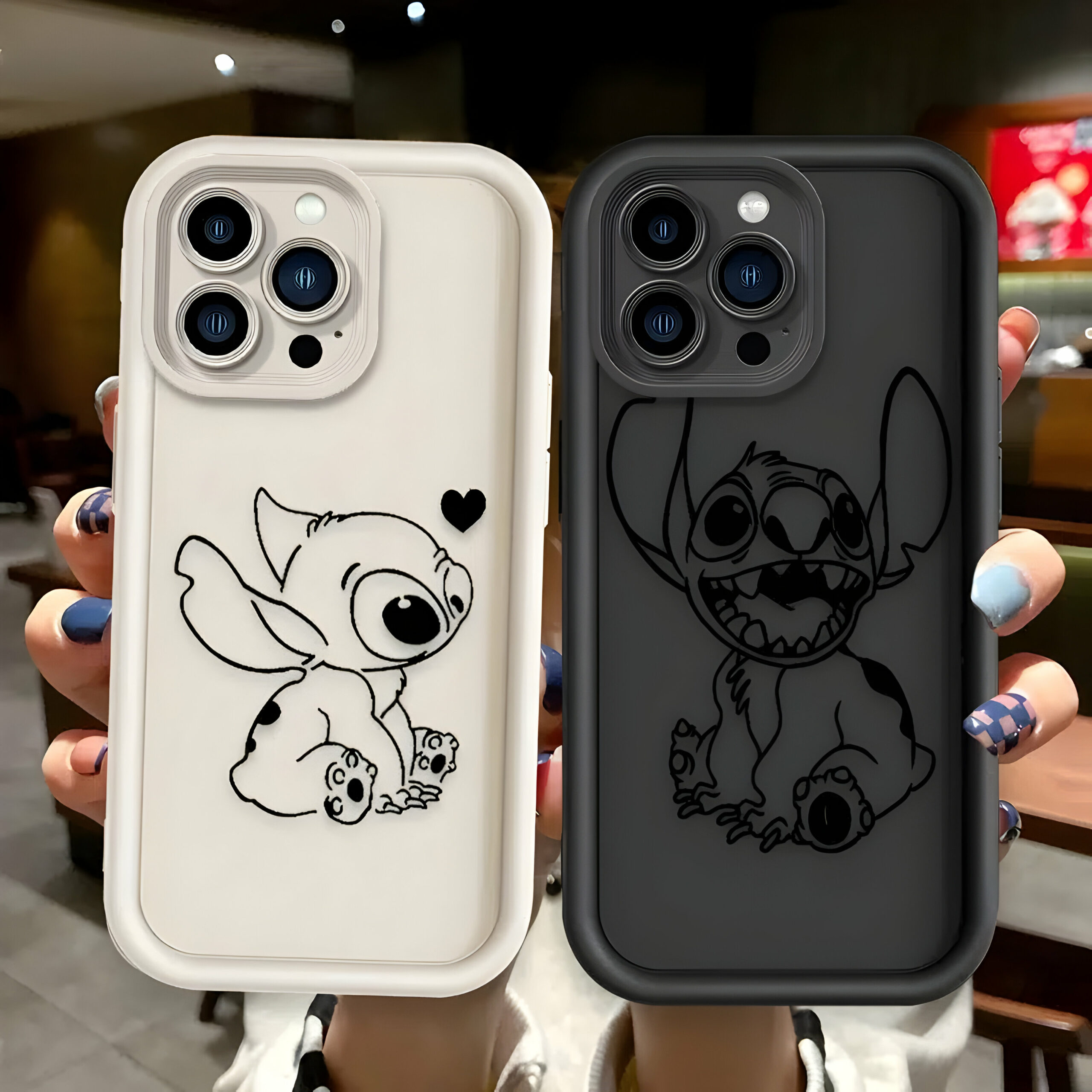 Coque de couple Stitch pour iPhone en plastique – Image 2