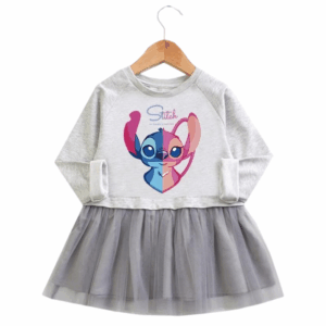 Robe Stitch Angel bicolore gris pour Petite Fille