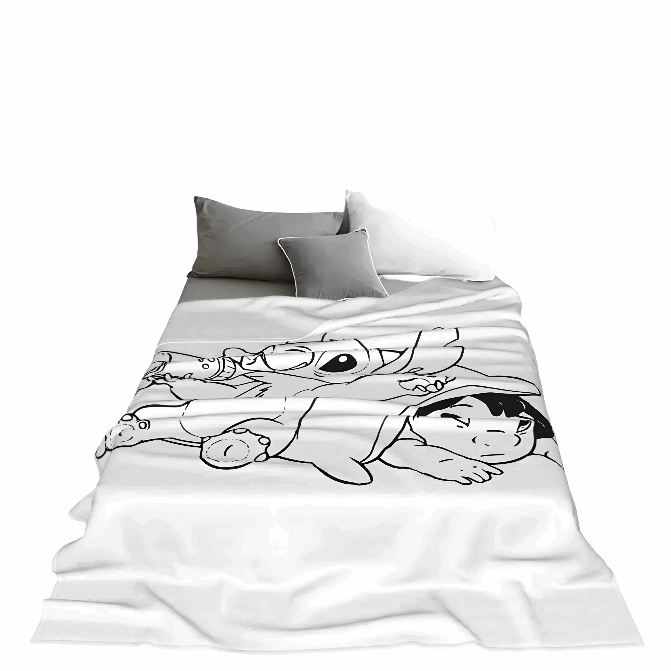 Plaid blanc Stitch Lilo et Stitch en polyester