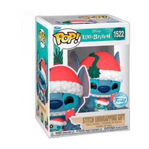 Figurine vinyle Stitch déballant un cadeau