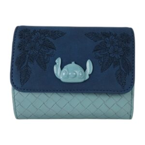 Portefeuille fleuri et brodé Stitch