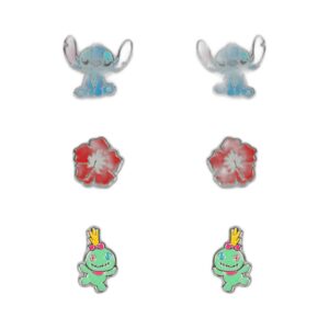 Set 3 paires boucles d'oreilles Stitch argent