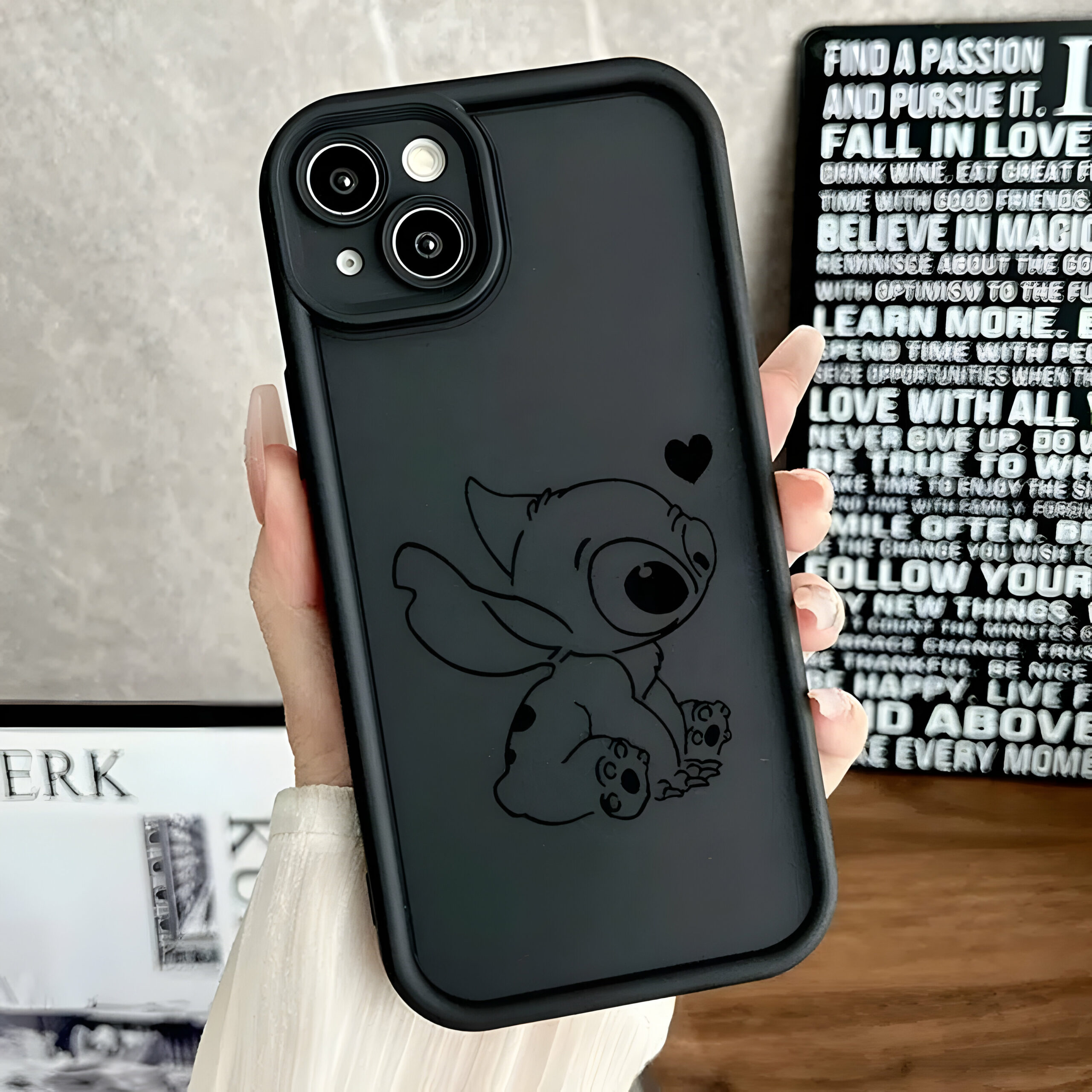 Coque de couple Stitch pour iPhone en plastique – Image 3